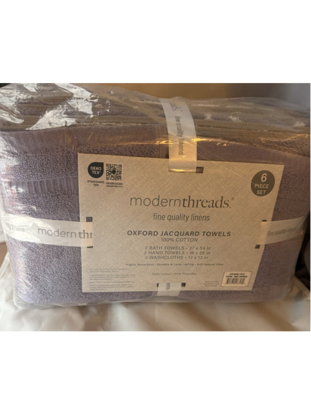 Modern Threads 6-Piece Yarn Oxford Gray Lavender Fine Quality